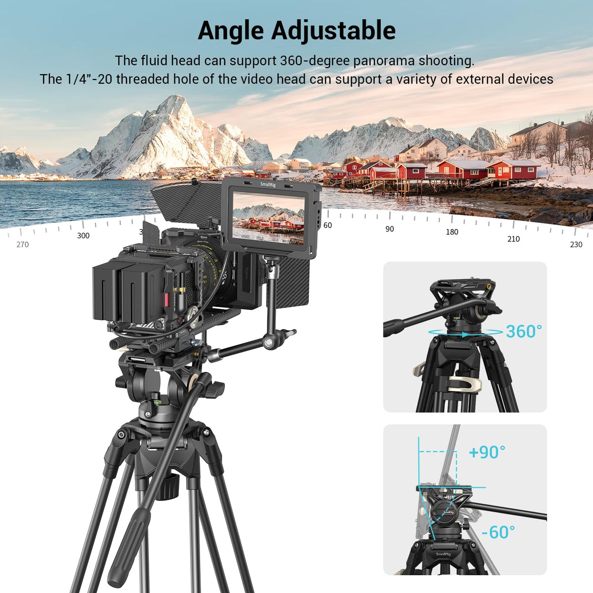 Videostativ Heavy Duty 186 cm 360 Grad Fluidkopf Schnellwechselplatte für DSLR Camcorder Kameras 8 kg 3751B