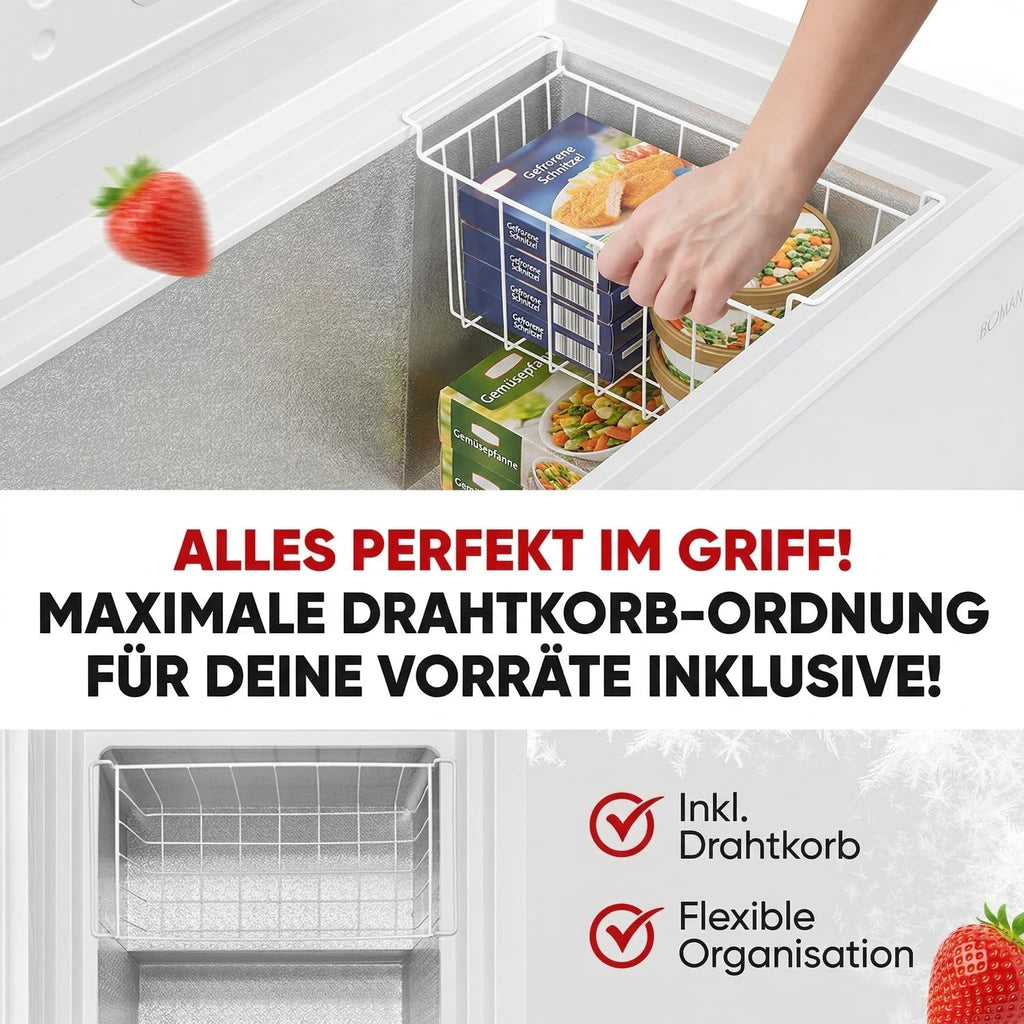 GT300E Gefriertruhe 299L 41dB Dual Modus Kühlen und Gefrieren Drahtkorb 4 Sterne freistehend Energieklasse E