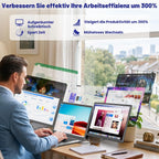 15.6” 1080P FHD Triple Laptop Monitor Erweiterung, Um 235° Drehbarer, Abnehmbarer Dreifach-Bildschirm für 13-17,3” Laptops