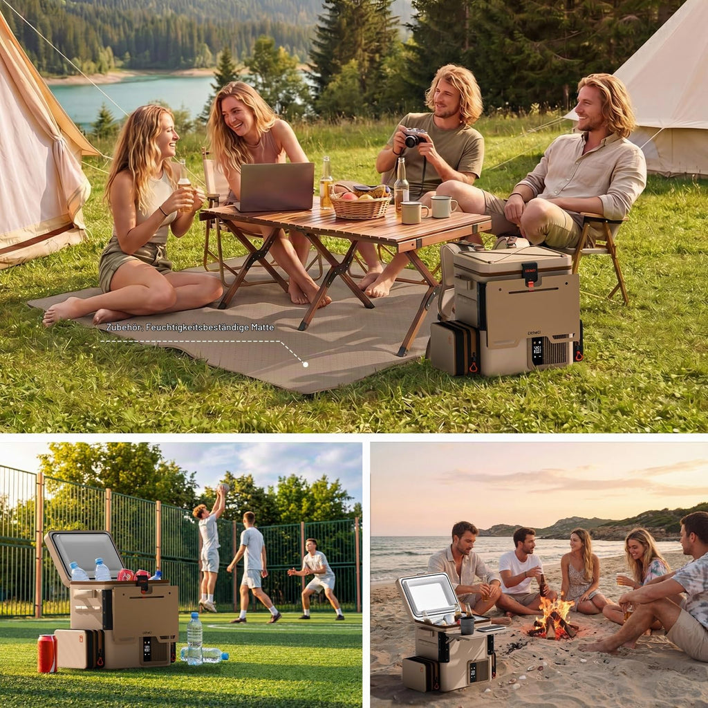 Autokühlschrank 12V Frozen Pack 20L/21QT mit Gefrierfach und 2 U20 Batterien, -4~68°F, tragbar für Camping