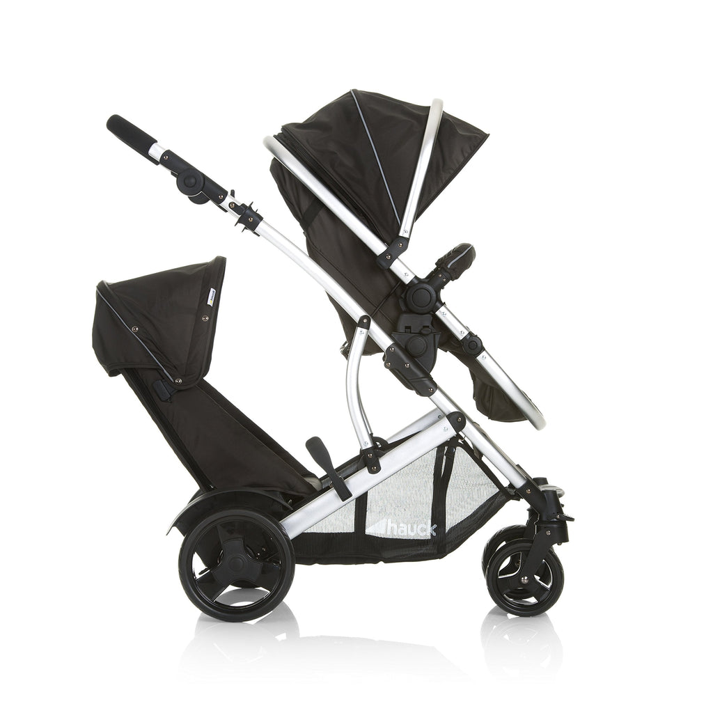 Duett 2 Geschwisterwagen Regenschutz Hauptsitz als Babywanne ab Geburt 15 kg Zweitsitz abnehmbar Black Forest