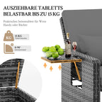 Rattan Gartenlounge Set 2 Sitzer Gartensofa Auflagenbox verstellbare Rückenlehne wetterfest Hocker Kissen Grau