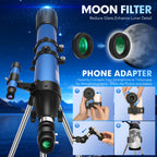 Astronomisches Refraktorteleskop 90mm Blende 800mm AZ Mount für Erwachsene und Kinder Anfänger mit Stativ