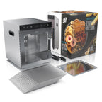Dörrautomat aus Edelstahl mit 12 Edelstahltabletts, 800 W, 30 bis 90°C, 10000 cm², für Obst, Fleisch, Pilze