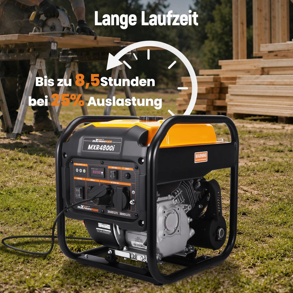Benzin Inverter Stromgenerator 3800W, leise, mit 2x 230V Steckdosen und USB, für Camping und Notstrom