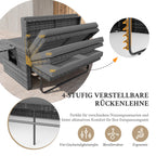 Rattan Gartenlounge Set 2 Sitzer Gartensofa Auflagenbox verstellbare Rückenlehne wetterfest Hocker Kissen Grau