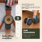 Beistellbett mit Rollen für Boxspringbett, 3 in 1 Stubenwagen und Reisebett höhenverstellbar, inkl Reisetasche
