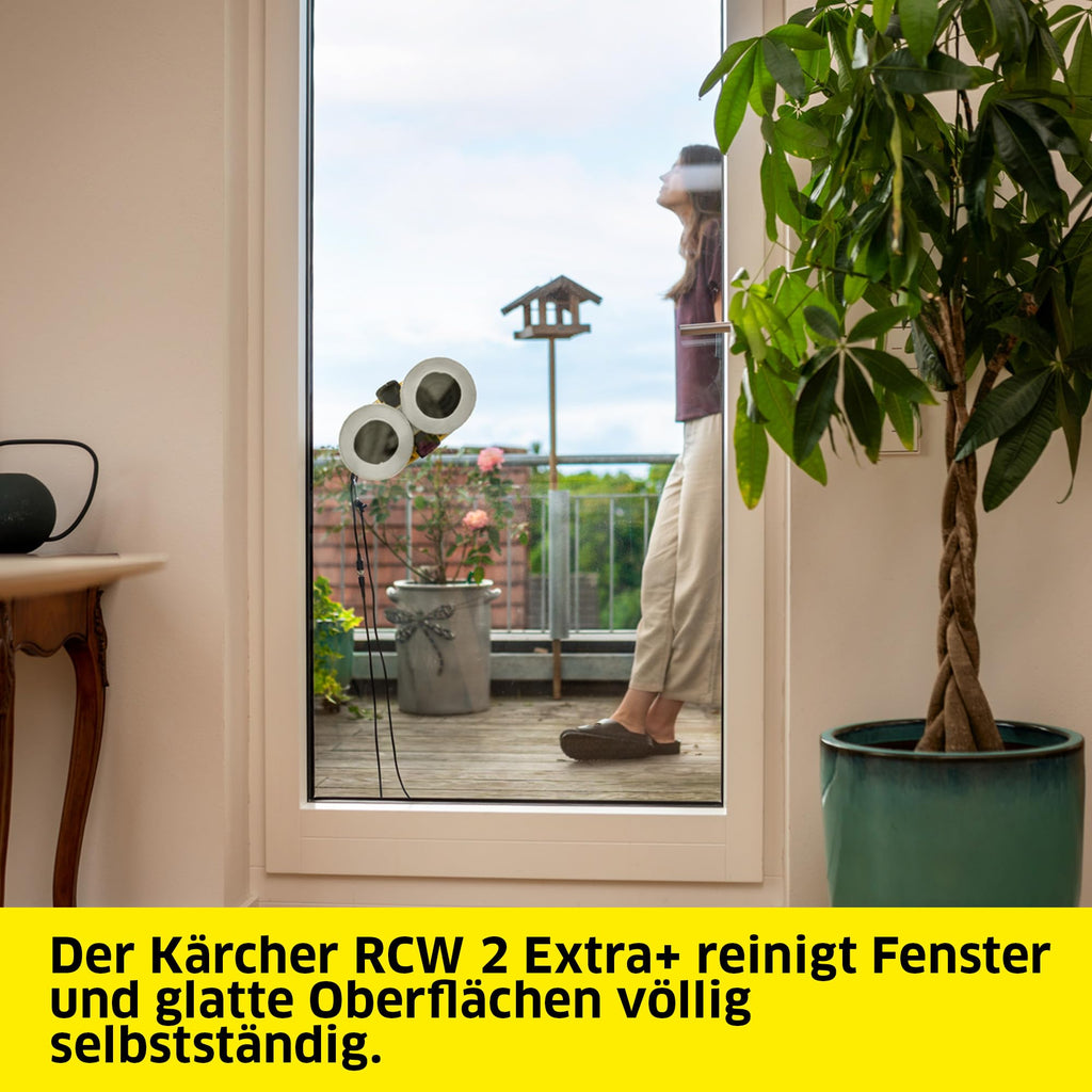Fensterputzroboter RCW 2 Extra+ mit Sicherungsseil und Notversorgungsakku, 5 Reinigungsmodi, 6 Paar Wischbezüge