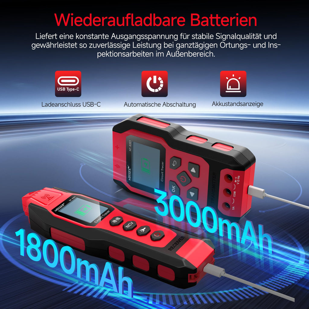 NF8301 Kabelsuchgerät und Leitungssucher mit Digitalmultimeter 8 Stufen für Wand Sicherung Bewässerungskabel