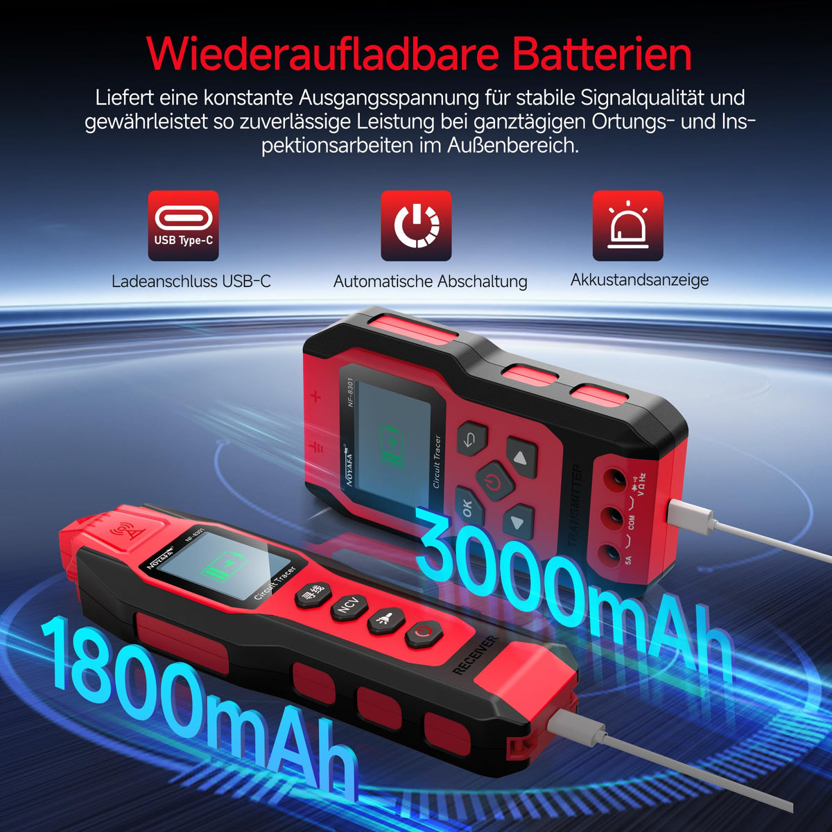NF8301 Kabelsuchgerät und Leitungssucher mit Digitalmultimeter 8 Stufen für Wand Sicherung Bewässerungskabel