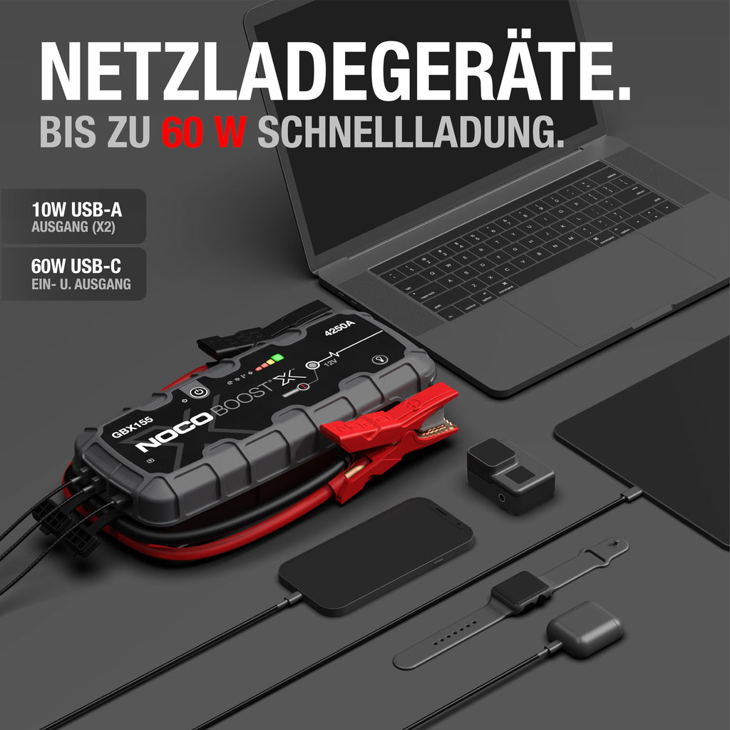 Boost X GBX155 4250A UltraSafe 12V Lithium Starthilfe Powerbank für Benziner bis 10,0L und Diesel bis 8,0L