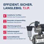 Hauswasserwerk HWW INOX 1300 Plus F, Druckkessel, 1200W, selbstansaugende Jetpumpe, 4350 l/h, 50m Förderhöhe