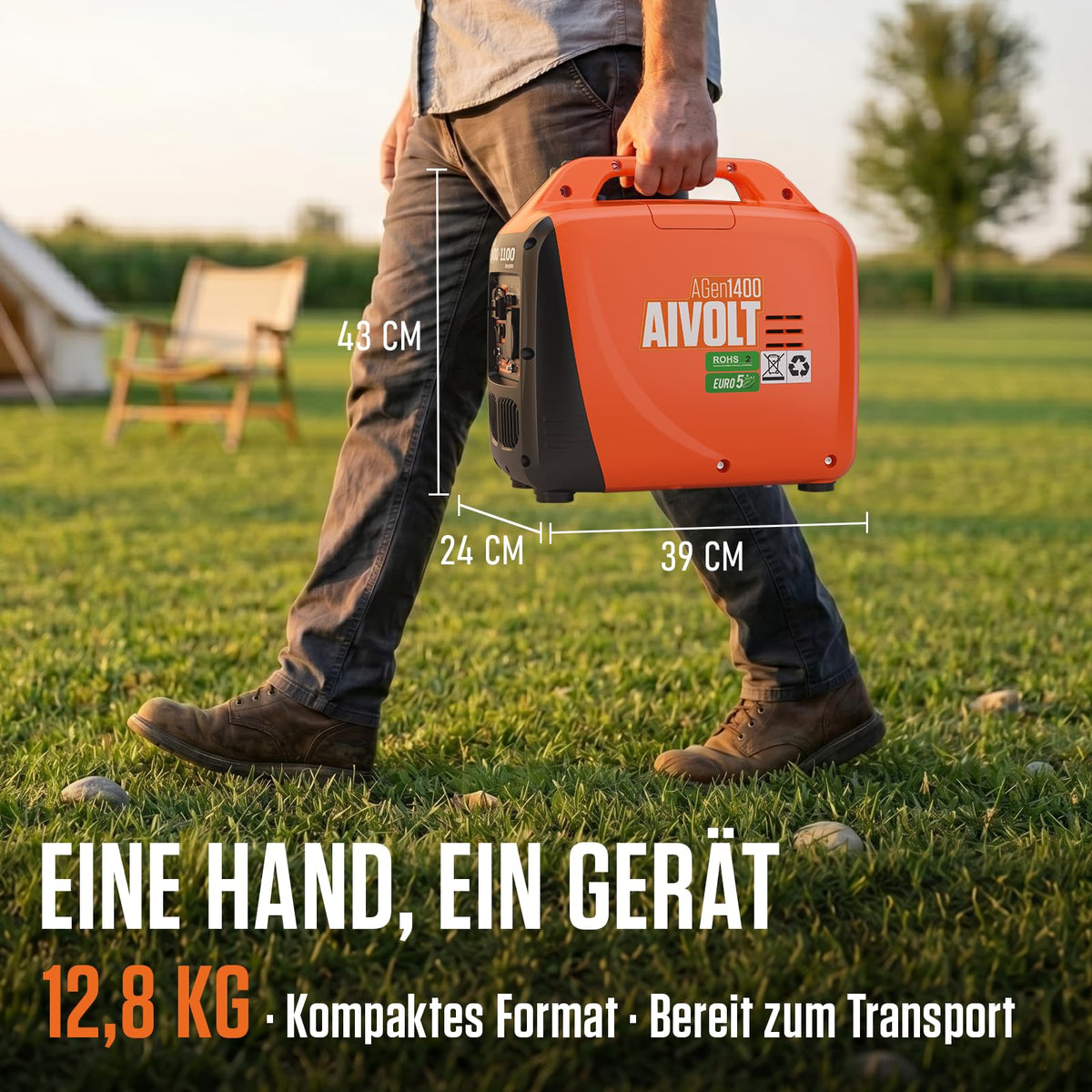 Inverter Stromerzeuger 1400 Watt Notstromaggregat tragbar leise für Camping Haushalt Baustelle