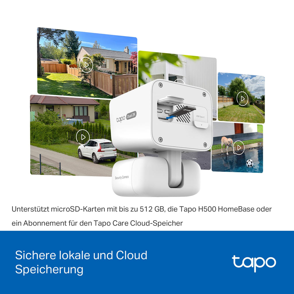 C645D KIT Solar Außenkamera mit Akku 2K Dualobjektiv 165° 6mm WLAN 2,4/5GHz KI Erkennung 24/7 microSD Cloud