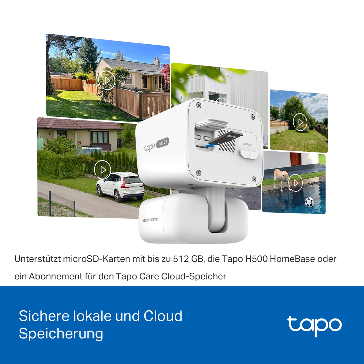 C645D KIT Solar Außenkamera mit Akku 2K Dualobjektiv 165° 6mm WLAN 2,4/5GHz KI Erkennung 24/7 microSD Cloud