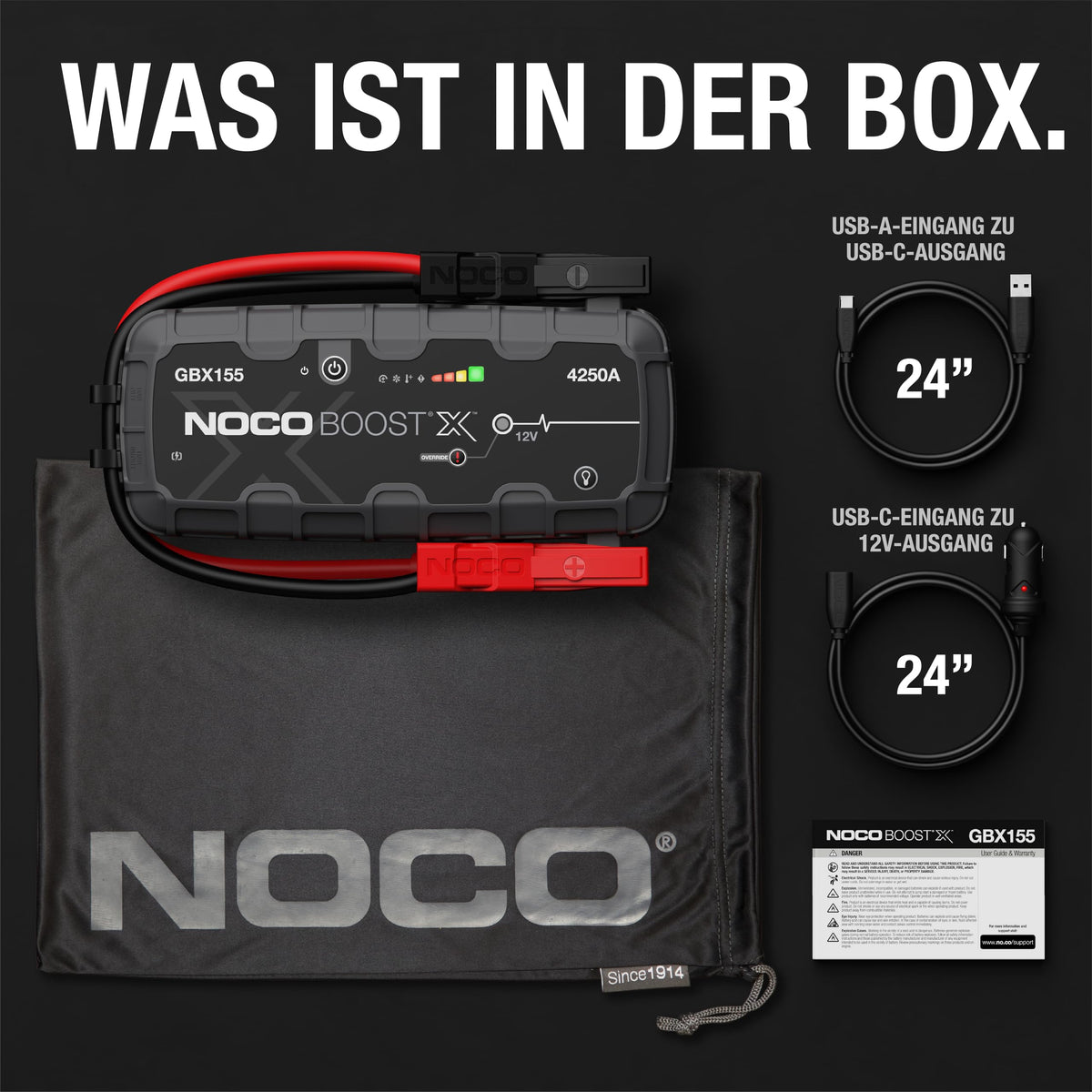 Boost X GBX155 4250A UltraSafe 12V Lithium Starthilfe Powerbank für Benziner bis 10,0L und Diesel bis 8,0L