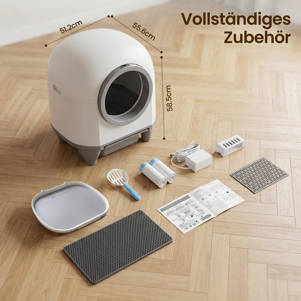 Automatisches Katzenklo 90L Katzentoilette mit Selbstreinigungsfunktion für Mehrkatzenfamilien