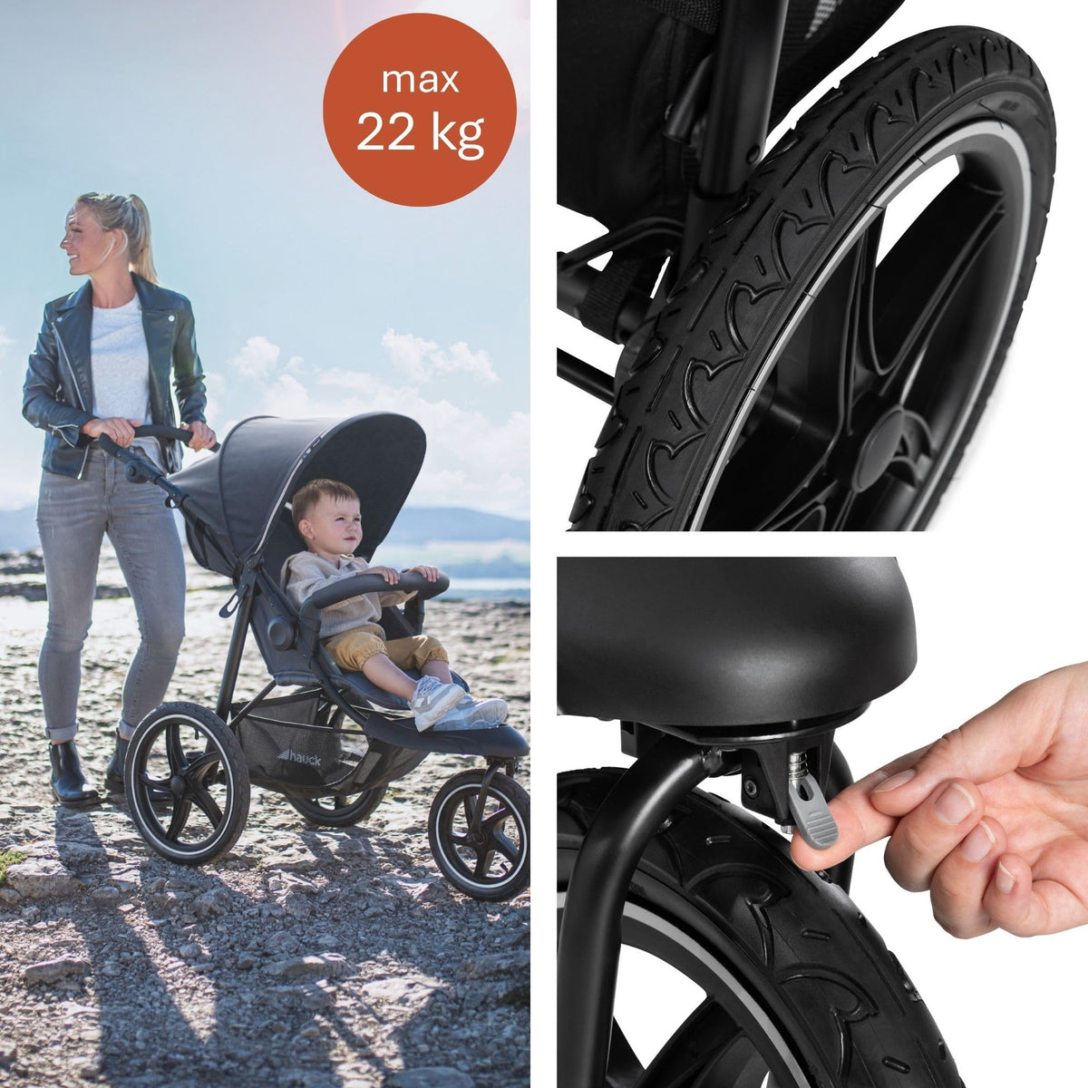 Runner 2 robuster Dreirad Buggy für Kleinkinder mit XL Luftreifen belastbar bis 22 kg schwarz