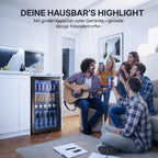 Mini Getränkekühlschrank 90L mit Glasfront für bis zu 128 Dosen mit verstellbaren Regalen Energieklasse C