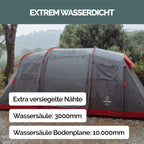 Lake Familienzelt für 4 Personen wasserdichtes Tunnelzelt mit 2 Schlafkabinen und großem Vorraum und Stehhöhe