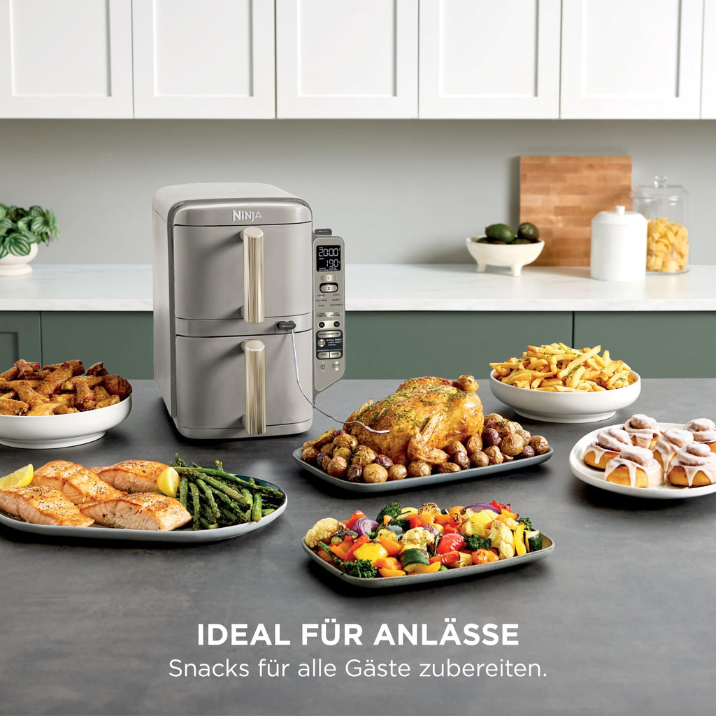 Multifunktionale Double Stack XL Heißluftfritteuse mit 6 Funktionen in Steingold SL451EUSD