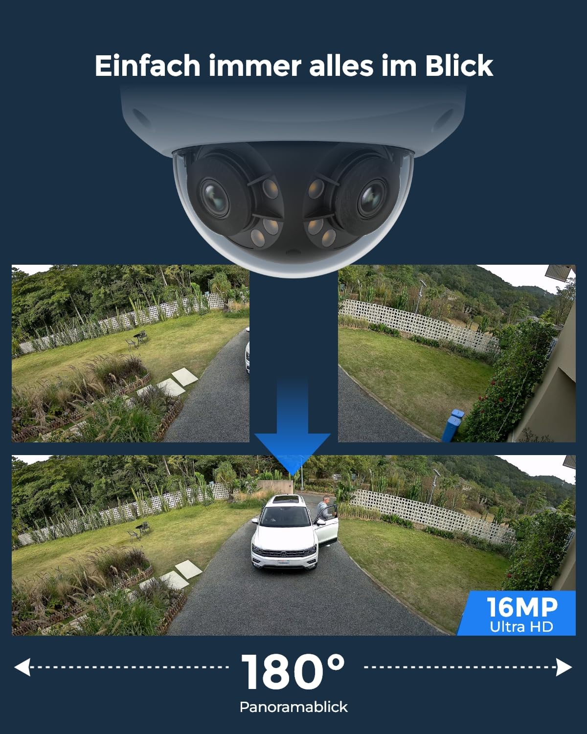 16MP Ultra HD PoE Sicherheitskamera mit IK10 Vandalismusschutz und Nachtsicht für den Außenbereich