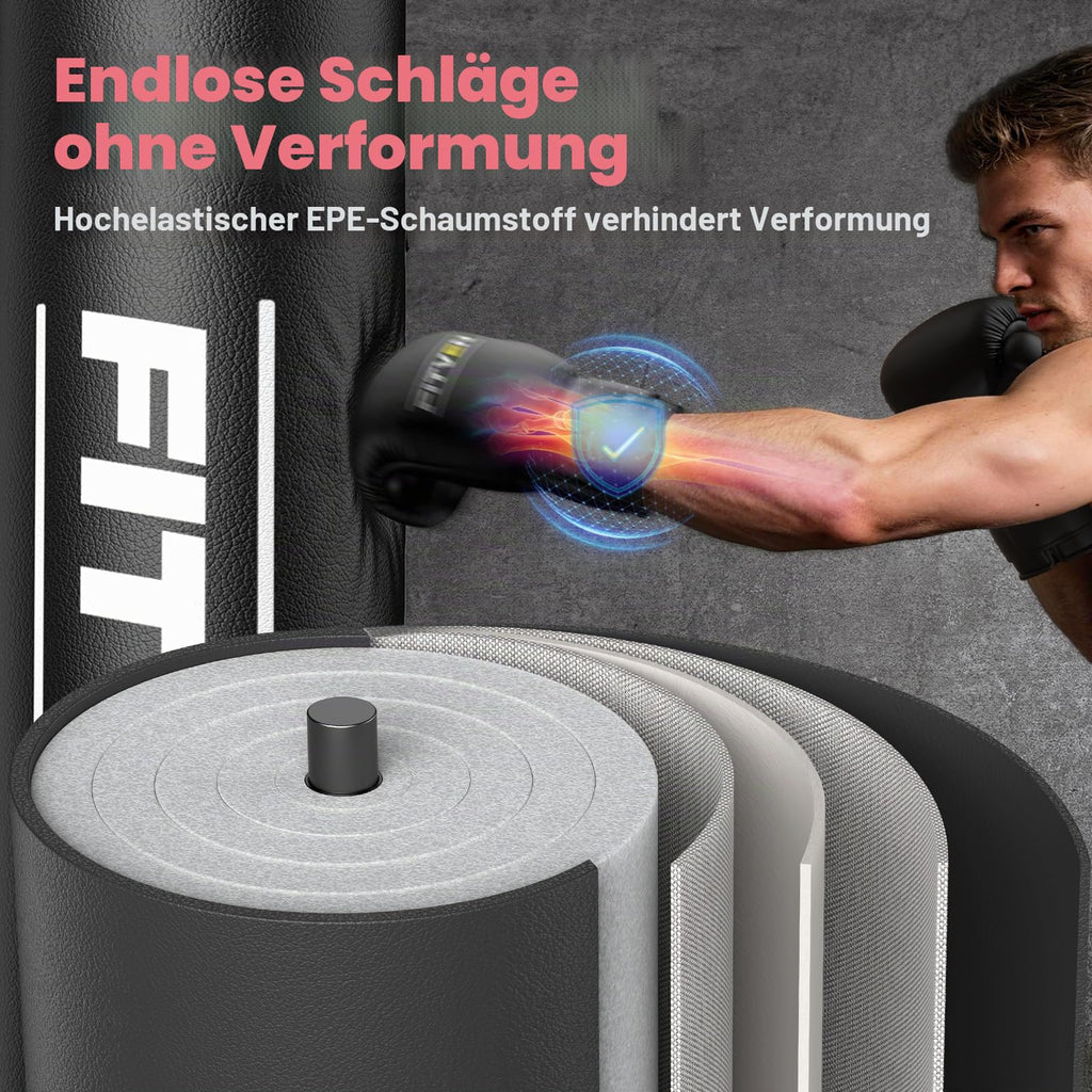 Freistehender Boxsack 100kg 180cm mit Boxhandschuhen und Saugnapf Punching Bag für Zuhause Erwachsene Familie
