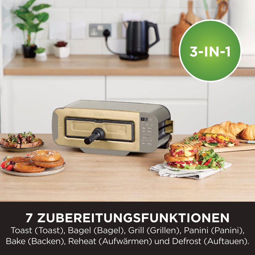 3 in 1 Toaster Elektrogrill mit Deckel Multifunktionsgerät zum Toasten und Grillen ST202EUSTGD