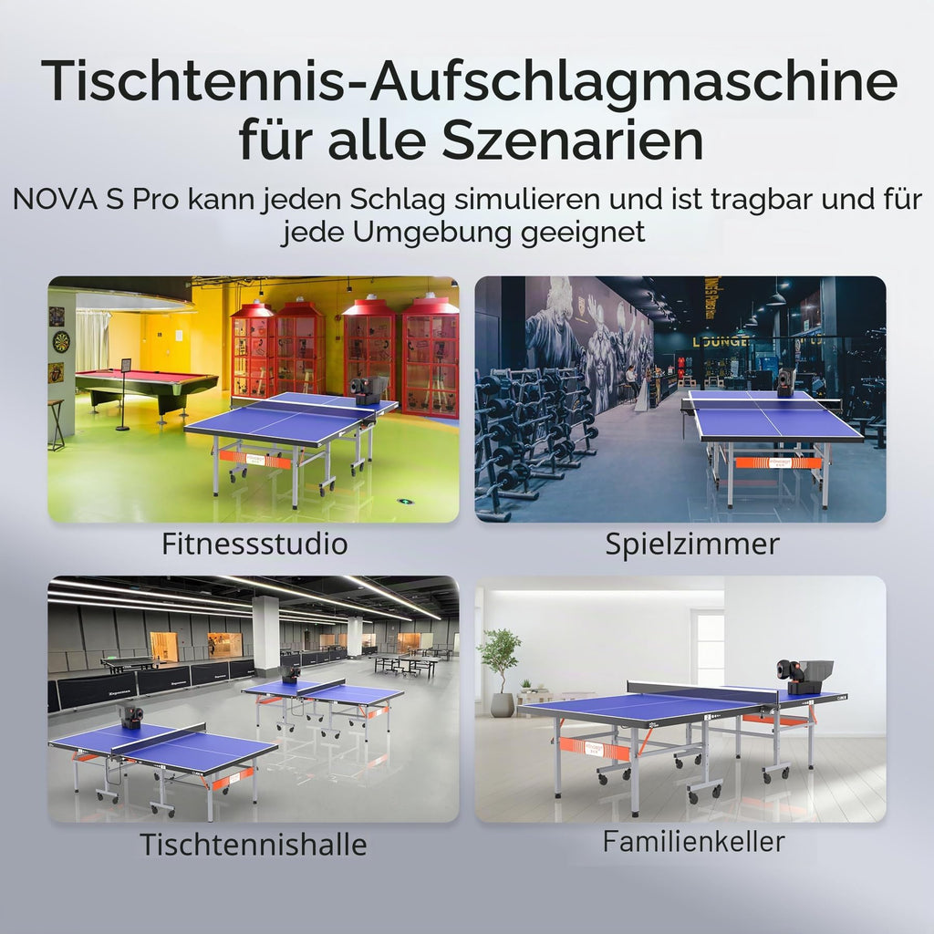 Tischtennisroboter mit App und Fernbedienung, 264 Übungsbohrer variable Geschwindigkeit, Frequenz und Rotation