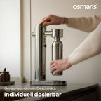 Wassersprudler aus Edelstahl, 2x 1,1 L Edelstahlflaschen, geschmacksneutral, 100% dicht, mit Druckablassventil