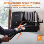 Grandstorm einziehbarer Staubsauger 10m knickfester Schlauch Wandmontage 6 Düsen Garage Fernbedienung Schwarz