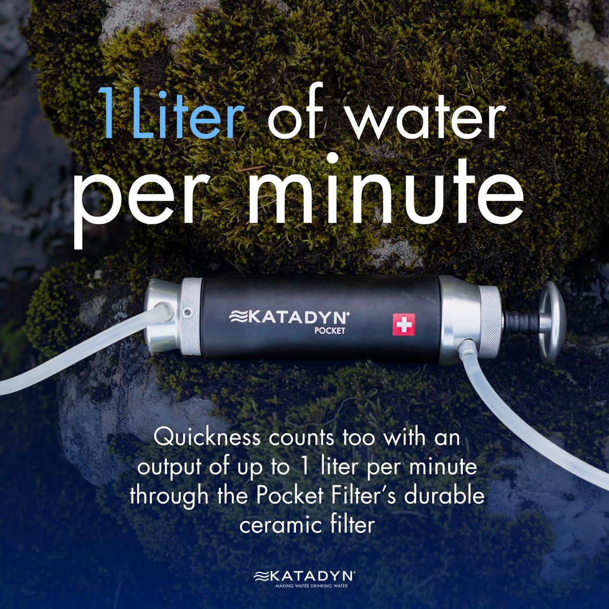 Pocket Outdoor Wasserfilter mit Pumpfilter zur Trinkwasseraufbereitung für Camping Survival Notfall