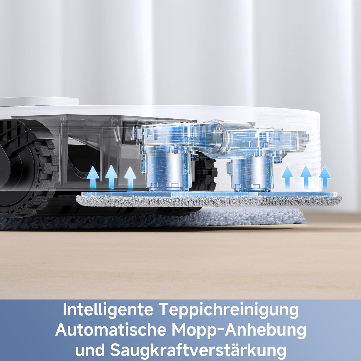 E40 Ultra Saugroboter mit Wischfunktion und selbstreinigender Station sowie ausfahrbarem Mopp
