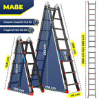 Alu 6in1 Mehrzweckleiter 20 Sprossen 520 cm 150 kg ausziehbar rutschfest Gelenkleiter Anlegeleiter Schwarz