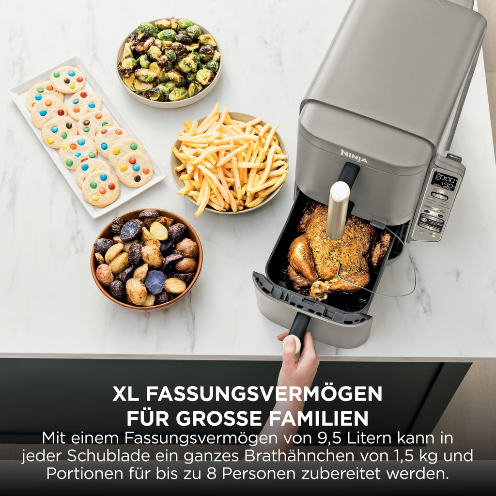 Multifunktionale Double Stack XL Heißluftfritteuse mit 6 Funktionen in Steingold SL451EUSD