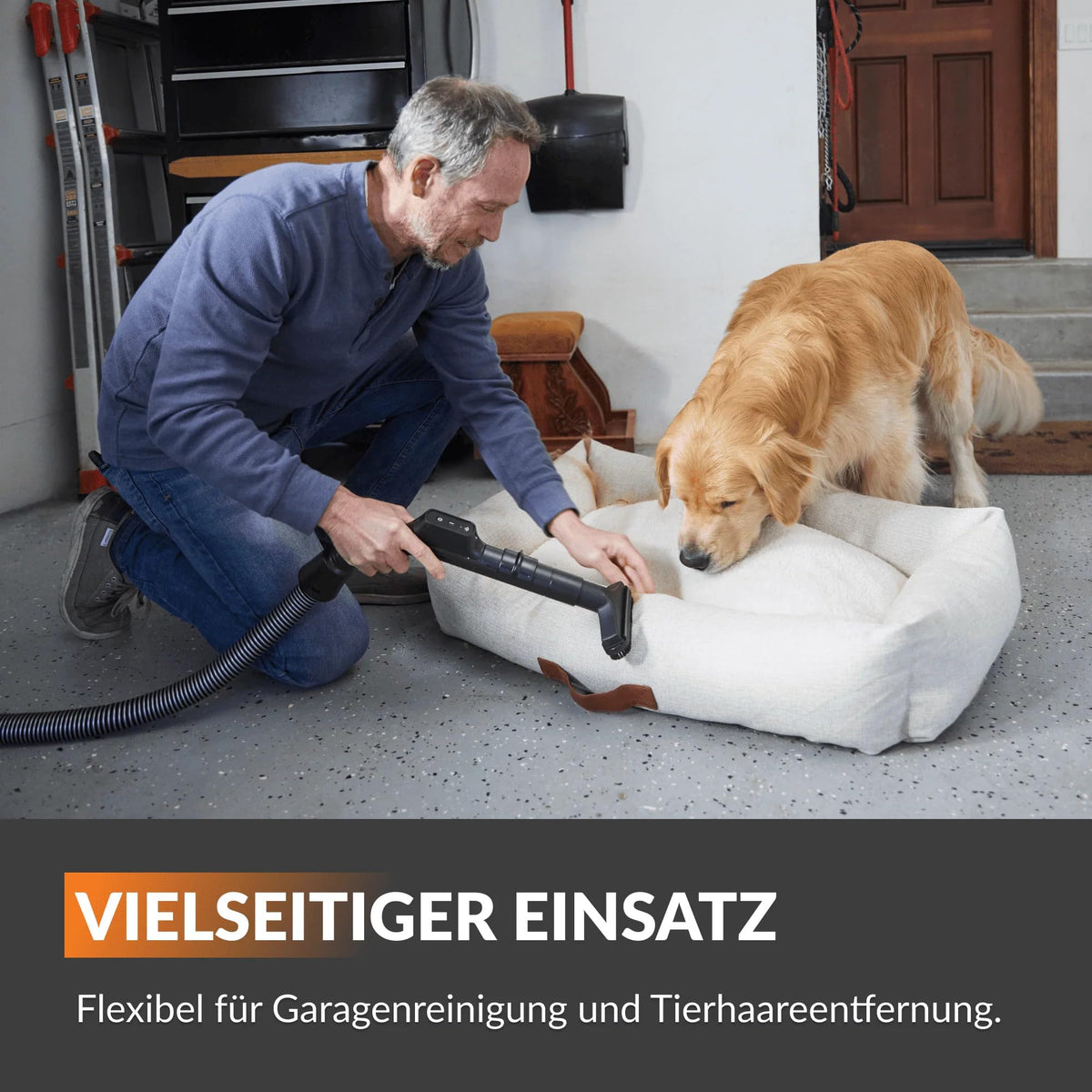 Grandstorm einziehbarer Staubsauger 10m knickfester Schlauch Wandmontage 6 Düsen Garage Fernbedienung Schwarz