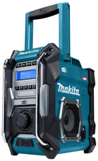 MR003GZ akkubetriebenes Baustellenradio mit AUX Eingang und USB in den Farben Schwarz und Türkis