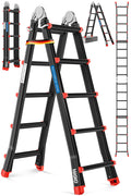 Alu 6in1 Mehrzweckleiter 20 Sprossen 520 cm 150 kg ausziehbar rutschfest Gelenkleiter Anlegeleiter Schwarz