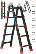 Alu 6in1 Mehrzweckleiter 20 Sprossen 520 cm 150 kg ausziehbar rutschfest Gelenkleiter Anlegeleiter Schwarz