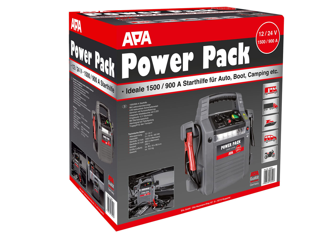 Power Pack 16524 Starthilfe 900A 12/24V Lithium-Ionen Startgerät für Fahrzeugbatterie Grau