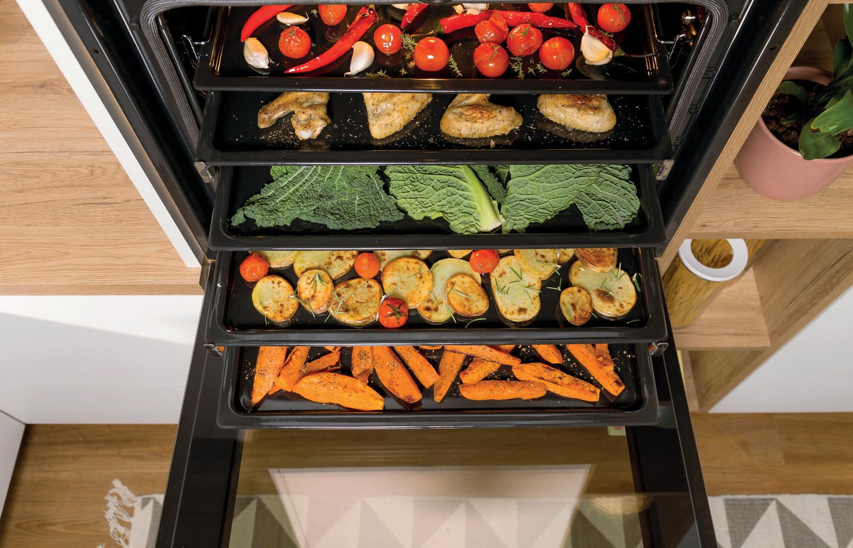 Einbauherdset Inox Glaskeramikkochfeld 77L Heißluft ExtraSteam EcoClean AirFry PizzaMode Energieklasse A