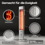 HeatTower Infrarot Standheizstrahler 2500 Watt 4 Heizstufen mit Fernbedienung für Terrasse Outdoor elektrisch