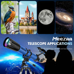 Astronomisches Refraktorteleskop 90mm Blende 800mm AZ Mount für Erwachsene und Kinder Anfänger mit Stativ