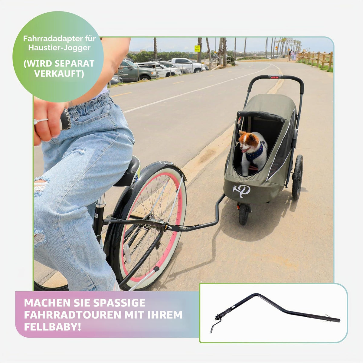 Breeze Große Hundebuggy Hundewagen mit Luftreifen wandelbar zum Fahrradanhänger für Hunde Schwarz 1 Stück
