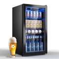 Mini Getränkekühlschrank 90L mit Glasfront für bis zu 128 Dosen mit verstellbaren Regalen Energieklasse C