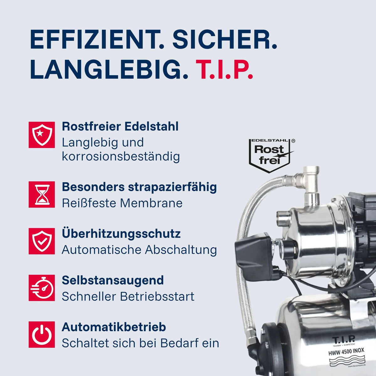 Hauswasserwerk Edelstahl 4350 l/h 5 bar Pumpe zur Druckerhöhung und Bewässerung sowie Wasserversorgung
