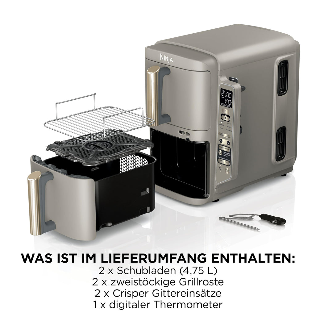 Multifunktionale Double Stack XL Heißluftfritteuse mit 6 Funktionen in Steingold SL451EUSD