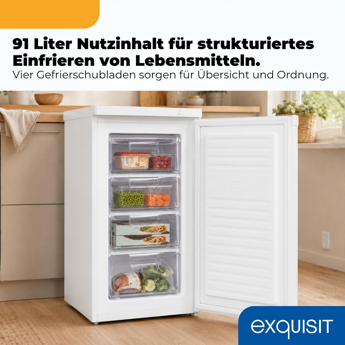 GS512040E Gefrierschrank Tiefkühlschrank 91 Liter Nutzinhalt klein in Weiß Energieeffizienzklasse E