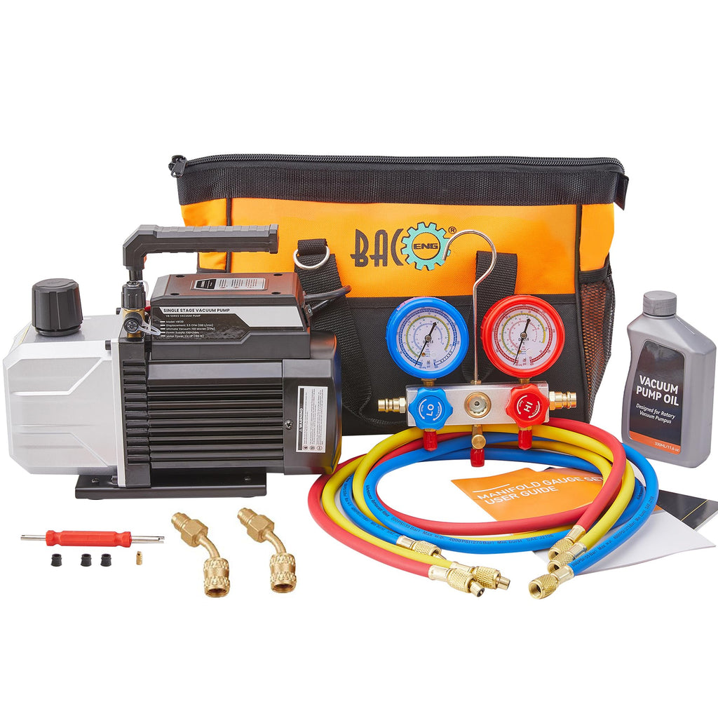 Vakuumpumpe und Manometer Set für HVAC AC Kältemittelaufladung an Klimaanlagen ideal für R410A R22 R407C