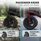 Faltbarer Outdoor Rollator mit Luftbereifung für den Außenbereich als Gehhilfe und Mobilitätshilfe
